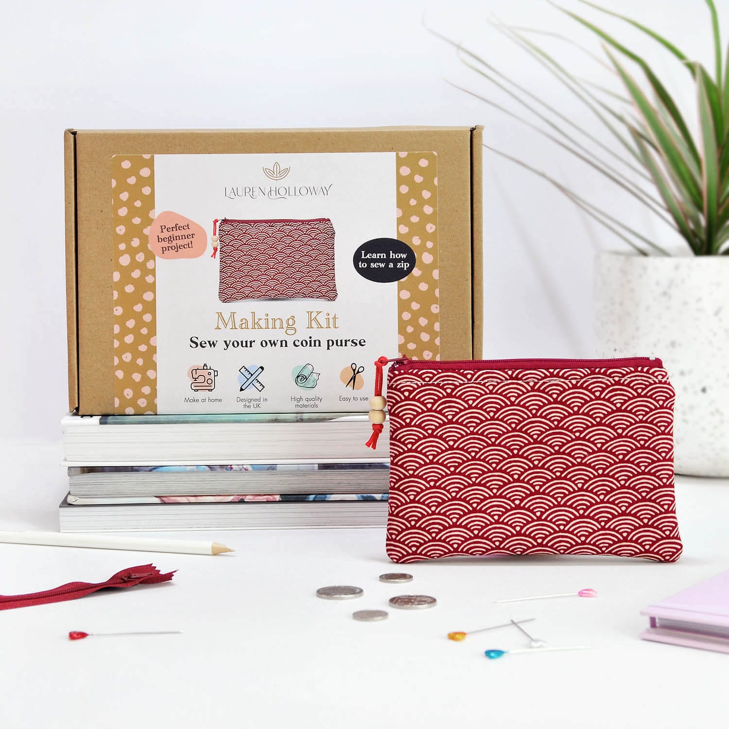 Making Kits Red Sew Your Own Coin Purse Making Kit homeware shops bristol gift shops bristol Lauren Holloway