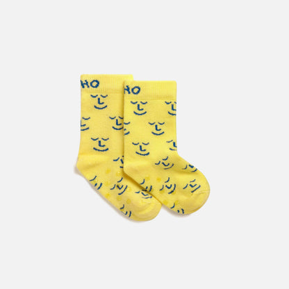 'Baby Do-Gooder' Yellow Smiley Patterned Bamboo Socks - (Age 4-9 months) homeware shops bristol gift shops bristol Leiho