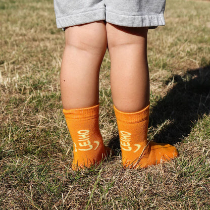 'Mini Change-Maker' Orange Smiley Bamboo Socks for Toddlers - (Age 2-4) homeware shops bristol gift shops bristol Leiho