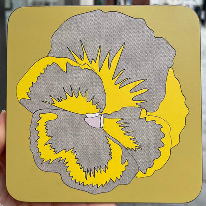 Gold, Mustard & Sand Pansy Marquetry Pan Trivet - Various Colours homeware shops bristol gift shops bristol Lucy Turner