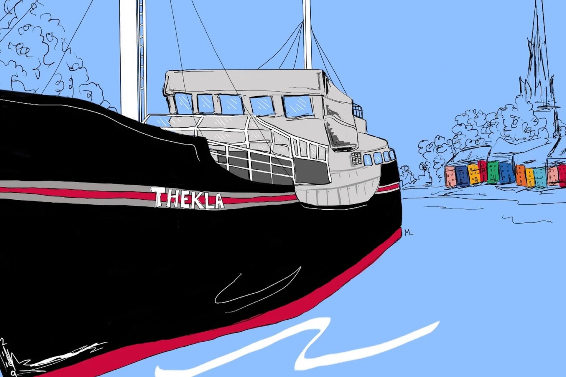 Thekla Bristol Print - Iconic Music Venue Wall Art | Harbourside Illustration (various sizes) homeware shops bristol gift shops bristol Made By Meg