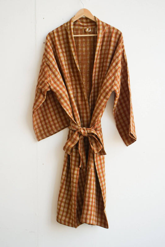 Robe Mali Robe/ Long Jacket - Gingham homeware shops bristol gift shops bristol Mahika Kala