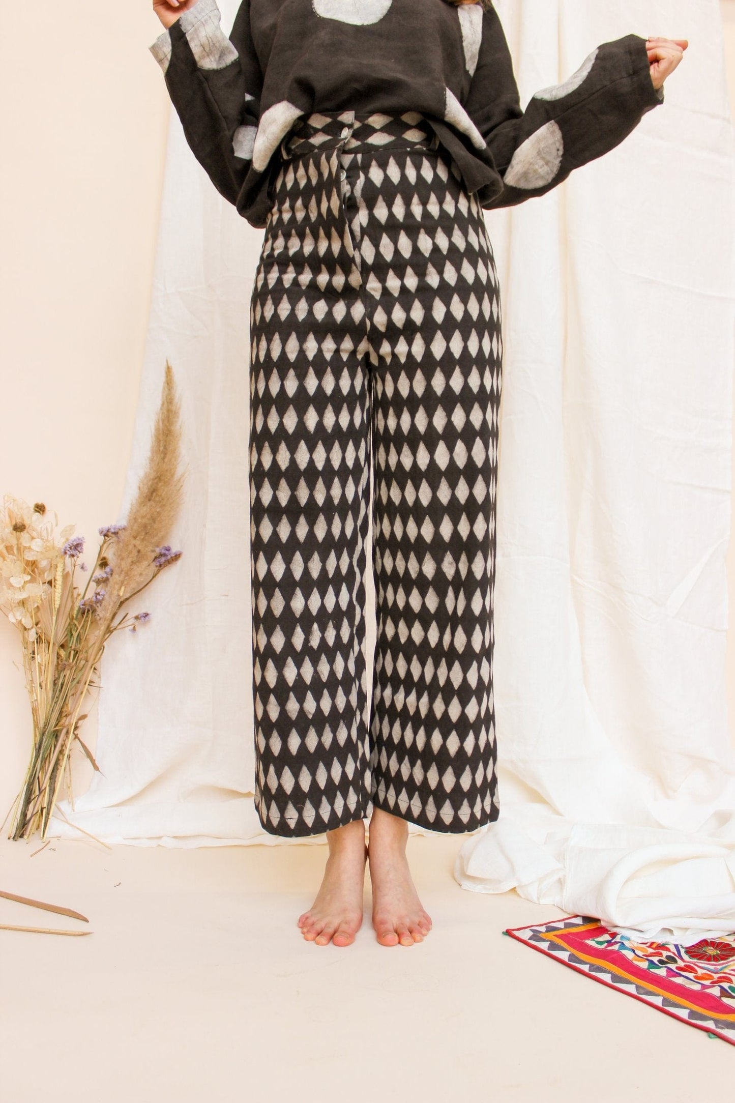Trousers Twill Trousers in 'Piper Iron' homeware shops bristol gift shops bristol Mahika Kala