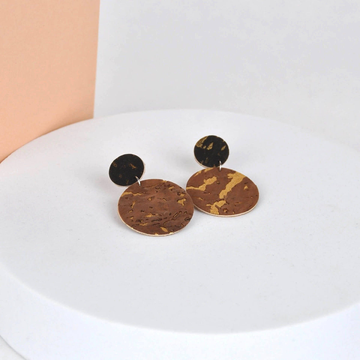 Earrings Charcoal & Cocoa Cork Earrings -  Circle Drop Studs (various colourways) homeware shops bristol gift shops bristol Mama Leopard Jewellery