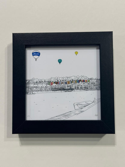 Print 10 x 10 cm Black Frame Harbourside Giclee Print (various sizes) homeware shops bristol gift shops bristol Mustard Cuts