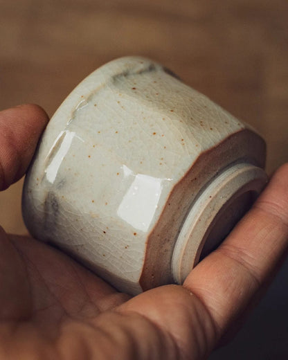 Handmade Cup Shino Faceted Porcelain Yunomi Cup homeware shops bristol gift shops bristol Nicholas Dover Ceramics
