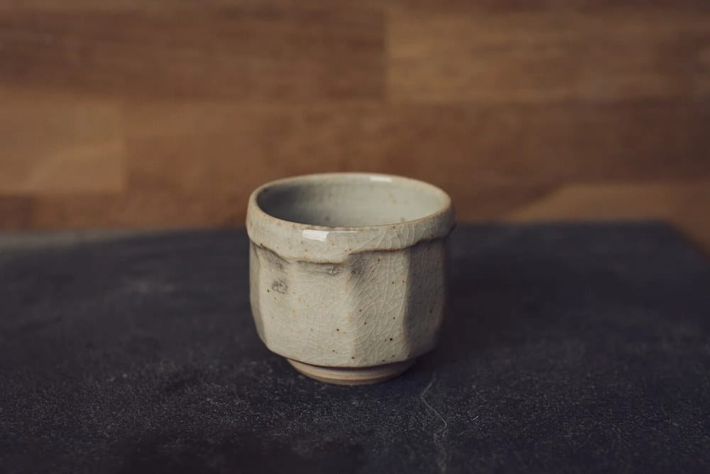 Handmade Cup Shino Faceted Porcelain Yunomi Cup homeware shops bristol gift shops bristol Nicholas Dover Ceramics