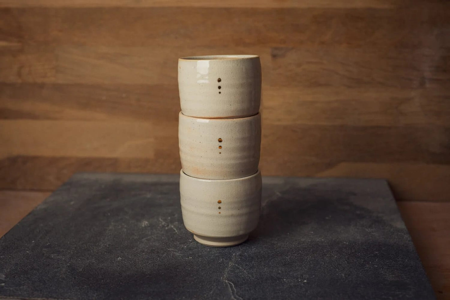 Handmade Cup White Shino 24k Gold Dot  Porcelain Yunomi Cup 5oz homeware shops bristol gift shops bristol Nicholas Dover Ceramics