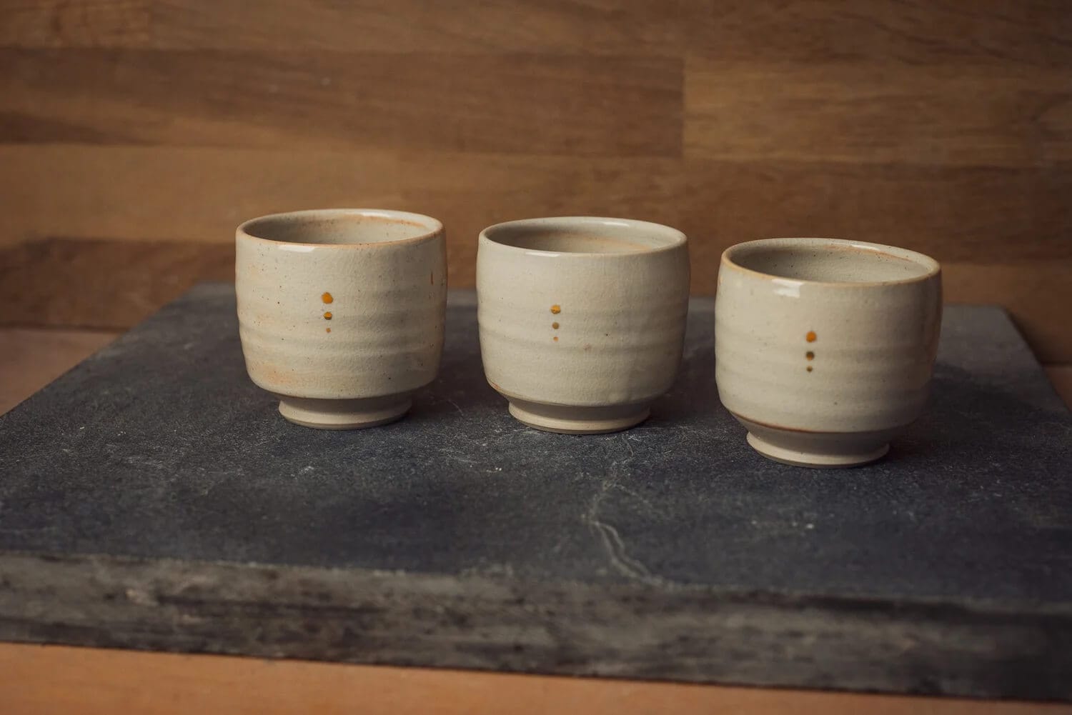 Handmade Cup White Shino 24k Gold Dot  Porcelain Yunomi Cup 5oz homeware shops bristol gift shops bristol Nicholas Dover Ceramics