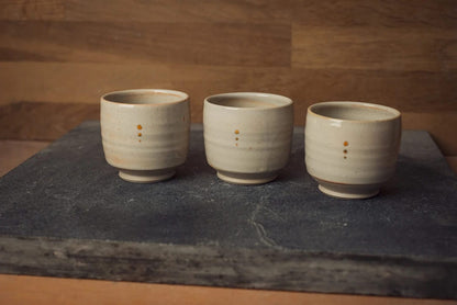 Handmade Cup White Shino 24k Gold Dot  Porcelain Yunomi Cup 5oz homeware shops bristol gift shops bristol Nicholas Dover Ceramics