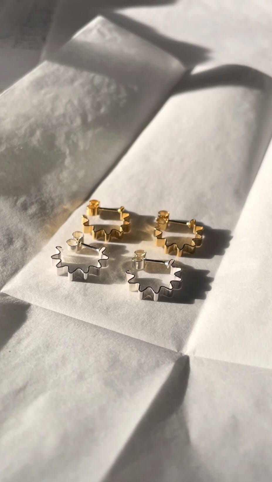 Earrings 18ct Gold Vermeil Ondulée Mini Hoops in Eco Silver or Gold homeware shops bristol gift shops bristol Olivia Taylor