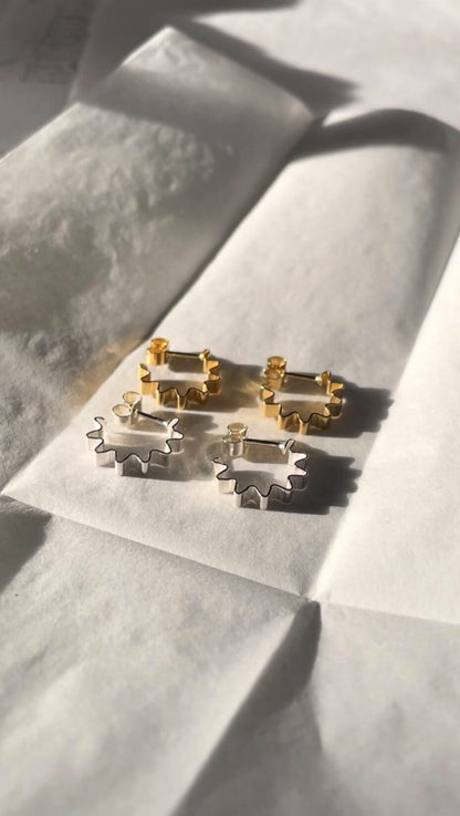 Earrings Recycled Eco Silver Ondulée Mini Hoops in Eco Silver or Gold homeware shops bristol gift shops bristol Olivia Taylor