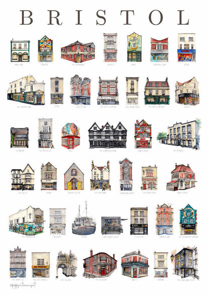Print Miniature Bristol Fine Art Print - New Design Bristol Fine Art Print - A3 (various designs) homeware shops bristol gift shops bristol Poppy Victoria May Art