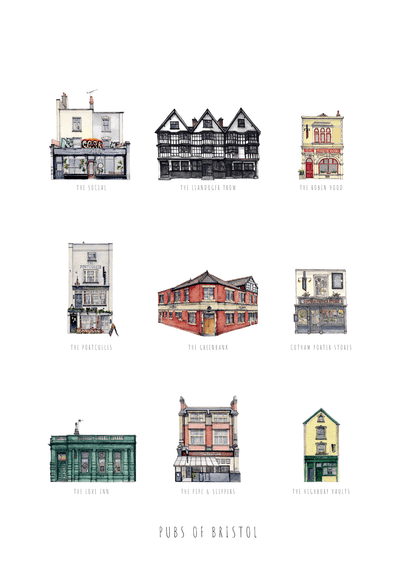 Print Pubs of Bristol Fine Art Print Bristol Fine Art Print - A5 (various designs) homeware shops bristol gift shops bristol Poppy Victoria May Art