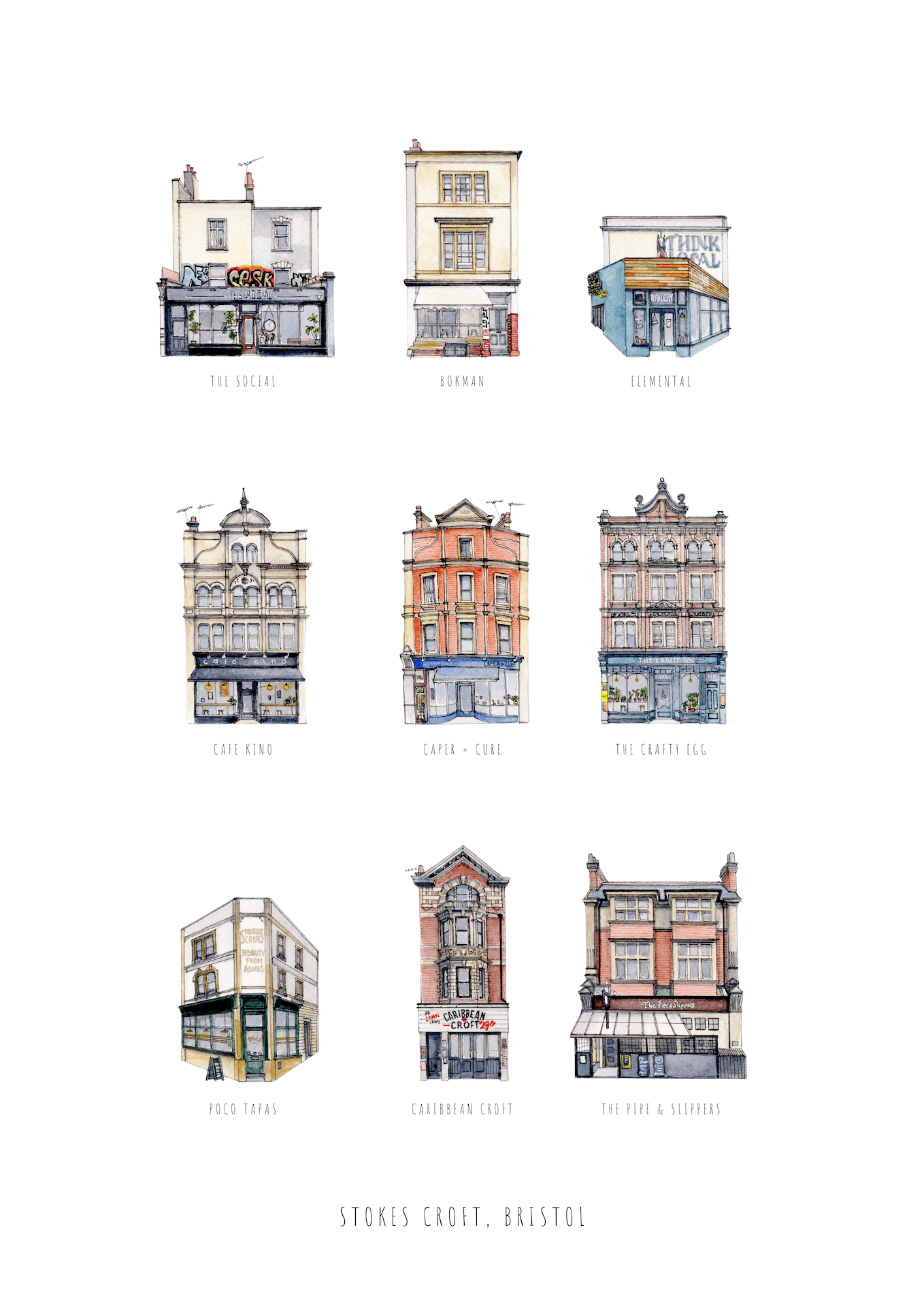 Print Stokes Croft Fine Art Print Bristol Fine Art Print - A3 (various designs) homeware shops bristol gift shops bristol Poppy Victoria May Art