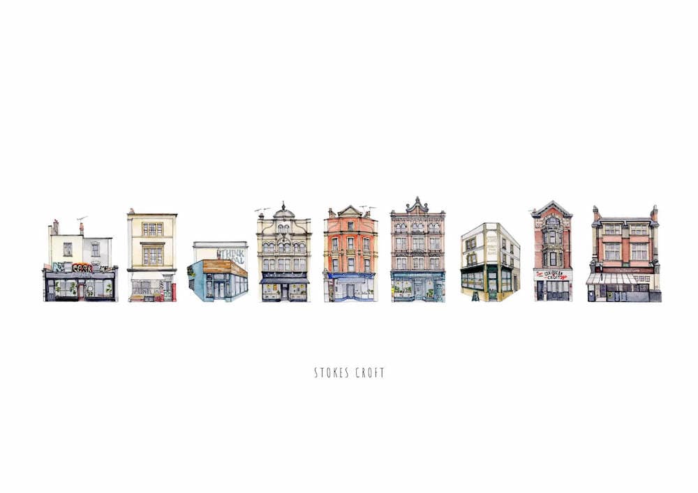 Print Stokes Croft Landscape Fine Art Print Bristol Fine Art Print - A3 (various designs) homeware shops bristol gift shops bristol Poppy Victoria May Art