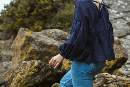 Tops Drop Sleeve Blouse - Japanese Indigo Cotton homeware shops bristol gift shops bristol Amber Brown Clothing