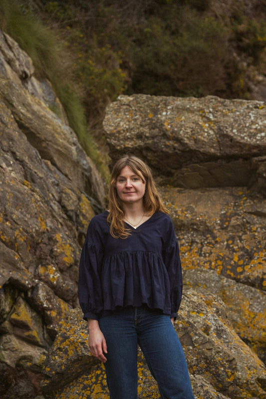 Tops Small Drop Sleeve Blouse - Japanese Indigo Cotton homeware shops bristol gift shops bristol Amber Brown Clothing