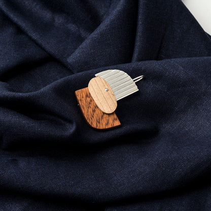 Brooch Bauhaus Wood and Eco Silver Brooch Pin - #8 homeware shops bristol gift shops bristol PRIORMADE