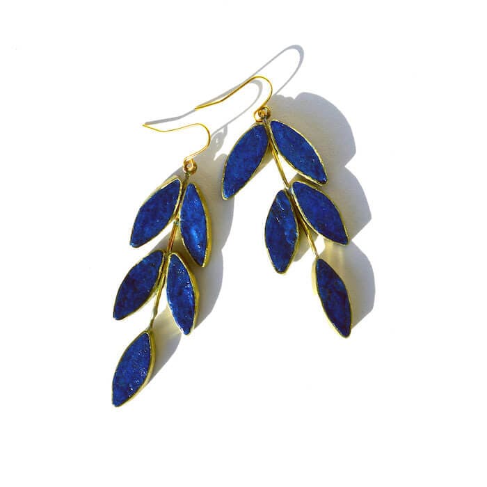 Earrings Blue Recycled Paper Posy Earrings homeware shops bristol gift shops bristol Quazi Design