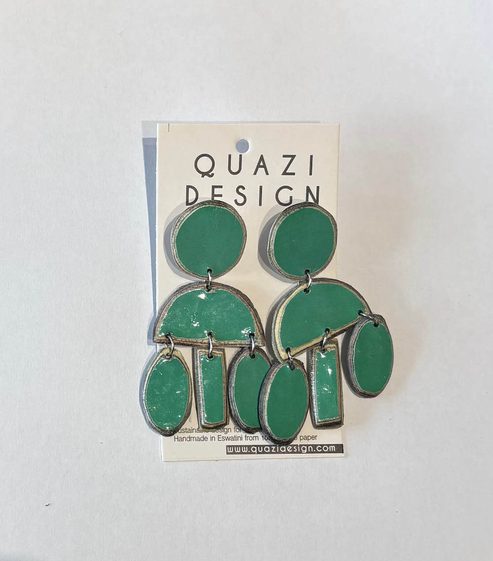 Earrings Green Recycled Paper Nesta Earrings (Various Colours) homeware shops bristol gift shops bristol Quazi Design