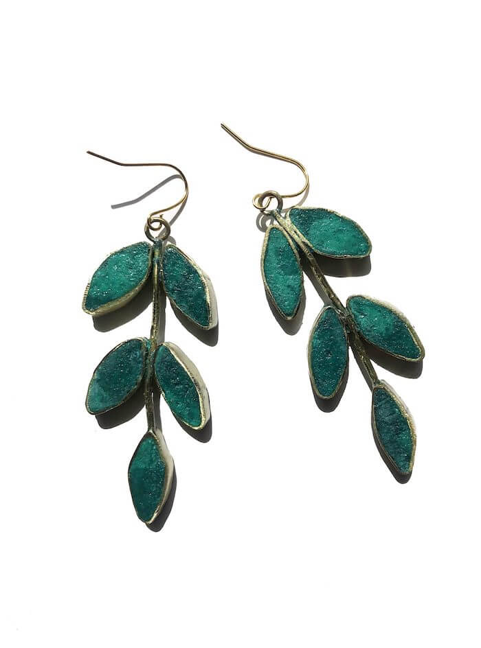 Earrings Green Recycled Paper Posy Earrings homeware shops bristol gift shops bristol Quazi Design