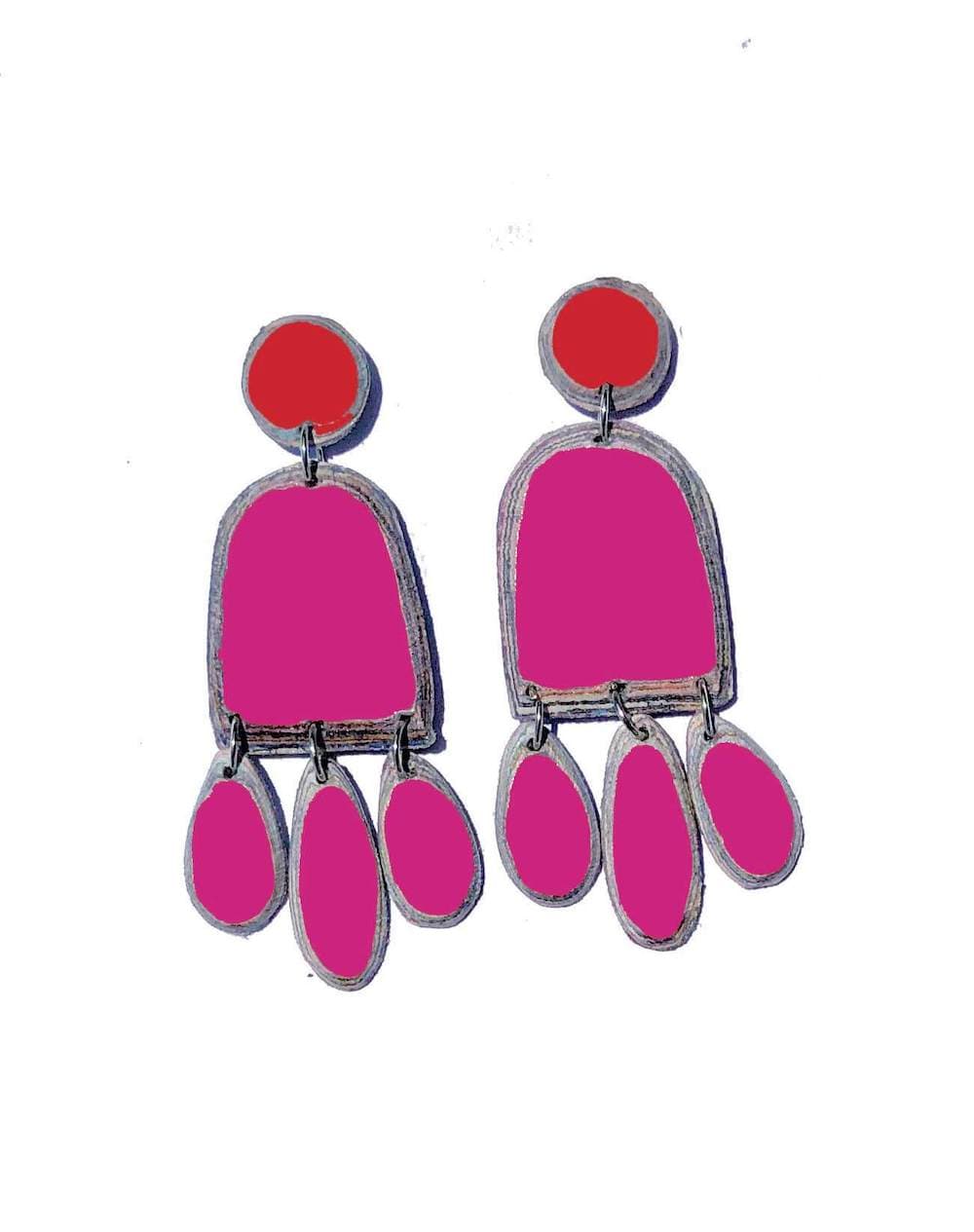 Earrings Pink and Red Recycled Paper Lifu earring (various designs) homeware shops bristol gift shops bristol Quazi Design