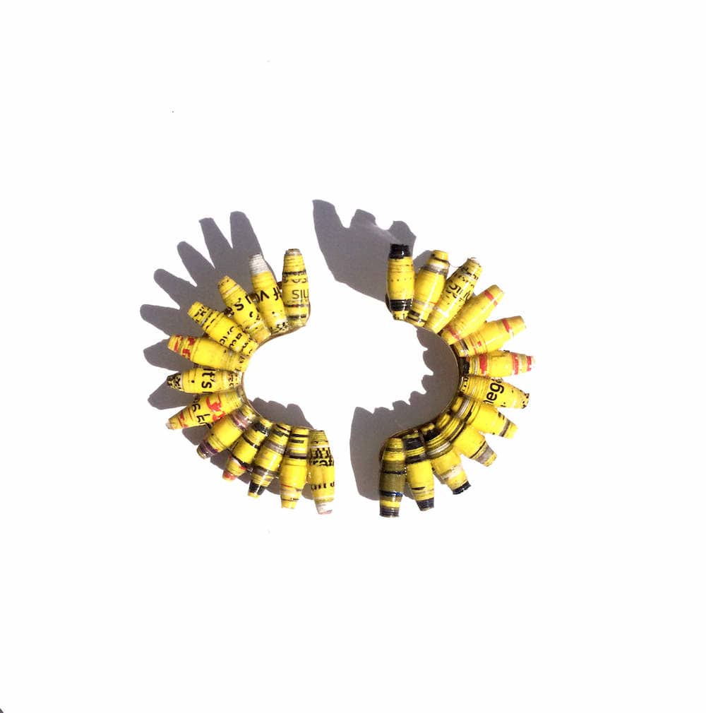 Earrings Yellow Recycled Paper Fan Earrings (Various Colours) homeware shops bristol gift shops bristol Quazi Design