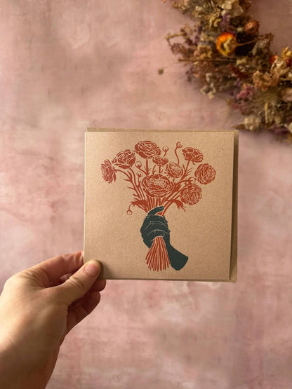 Flower Greetings Card Ranunculus (Square) Flower Greetings Card (Various Designs) homeware shops bristol gift shops bristol Rosanna Morris
