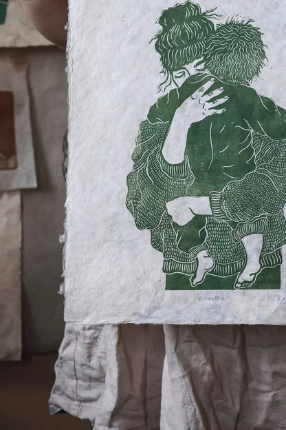 Motherhood Print Lino Print 'Breathe' homeware shops bristol gift shops bristol Rosanna Morris