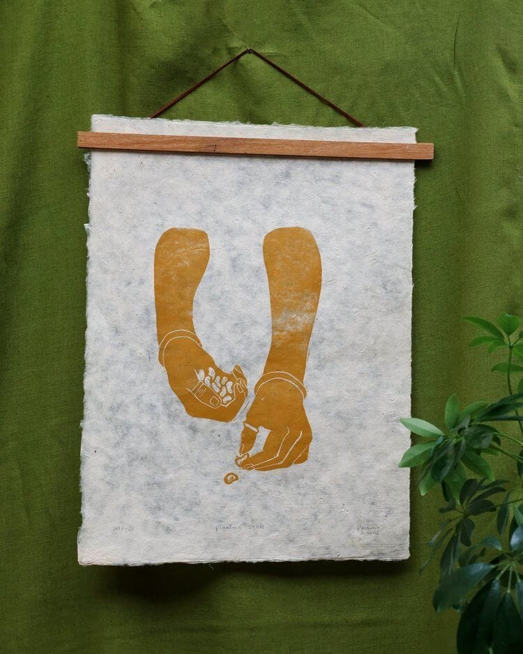 Prints Lino Print - Planting Seeds homeware shops bristol gift shops bristol Rosanna Morris
