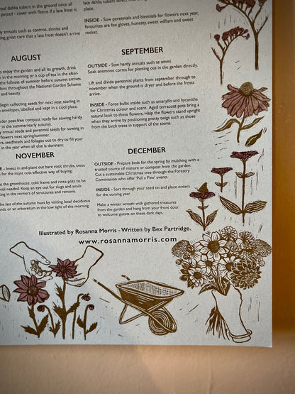 Prints Seed Sowing Guide - Vegetables and Flowers (A2 Poster) homeware shops bristol gift shops bristol Rosanna Morris