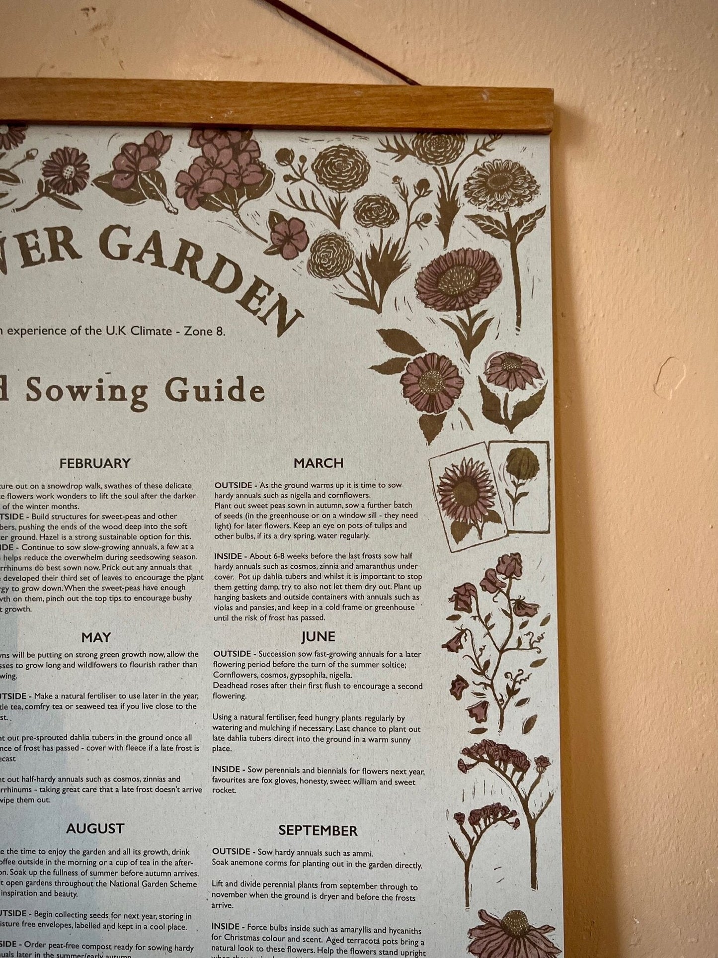 Prints Seed Sowing Guide - Vegetables and Flowers (A2 Poster) homeware shops bristol gift shops bristol Rosanna Morris