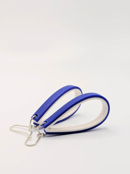 Earrings Blue & White Double Colour Band Teardrop Loop Earrings (Various Colours) homeware shops bristol gift shops bristol Shaped Contemporary