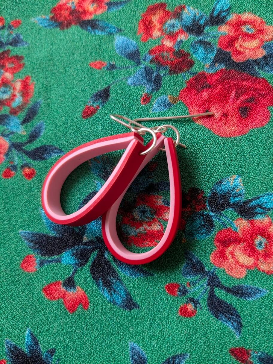 Earrings Double Colour Band Teardrop Loop Earrings (Various Colours) homeware shops bristol gift shops bristol Shaped Contemporary