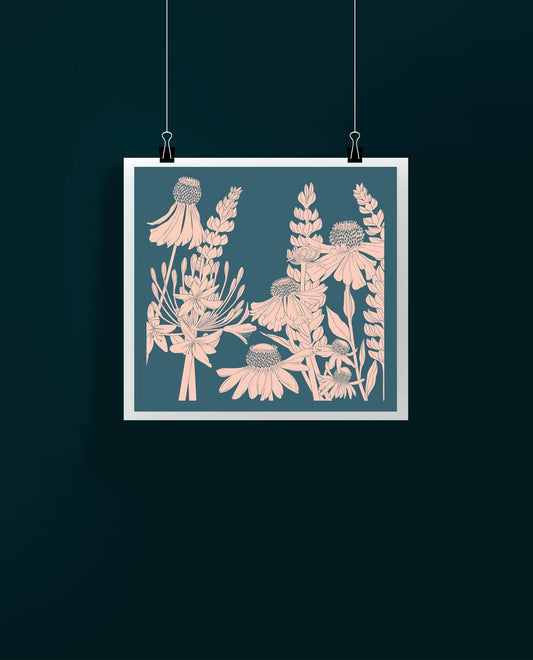 Prints Echinacea (Square) Botanical Print (Various Designs) homeware shops bristol gift shops bristol Sophie Colette