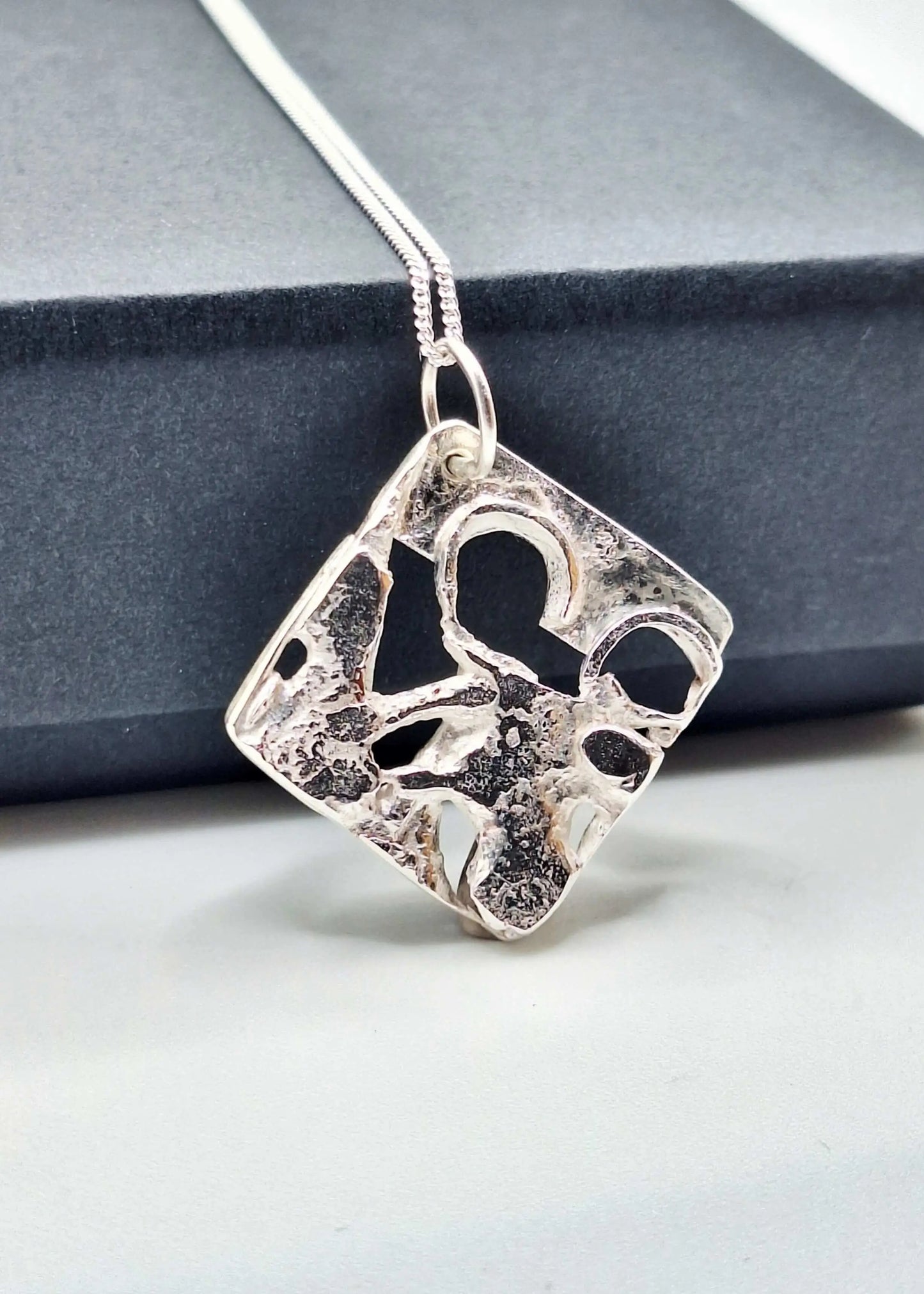 Silver Necklace Diamond ‘Silver Lava Shapes’ - Silver Pendant Necklace (various designs) homeware shops bristol gift shops bristol Sputnik Jewellery