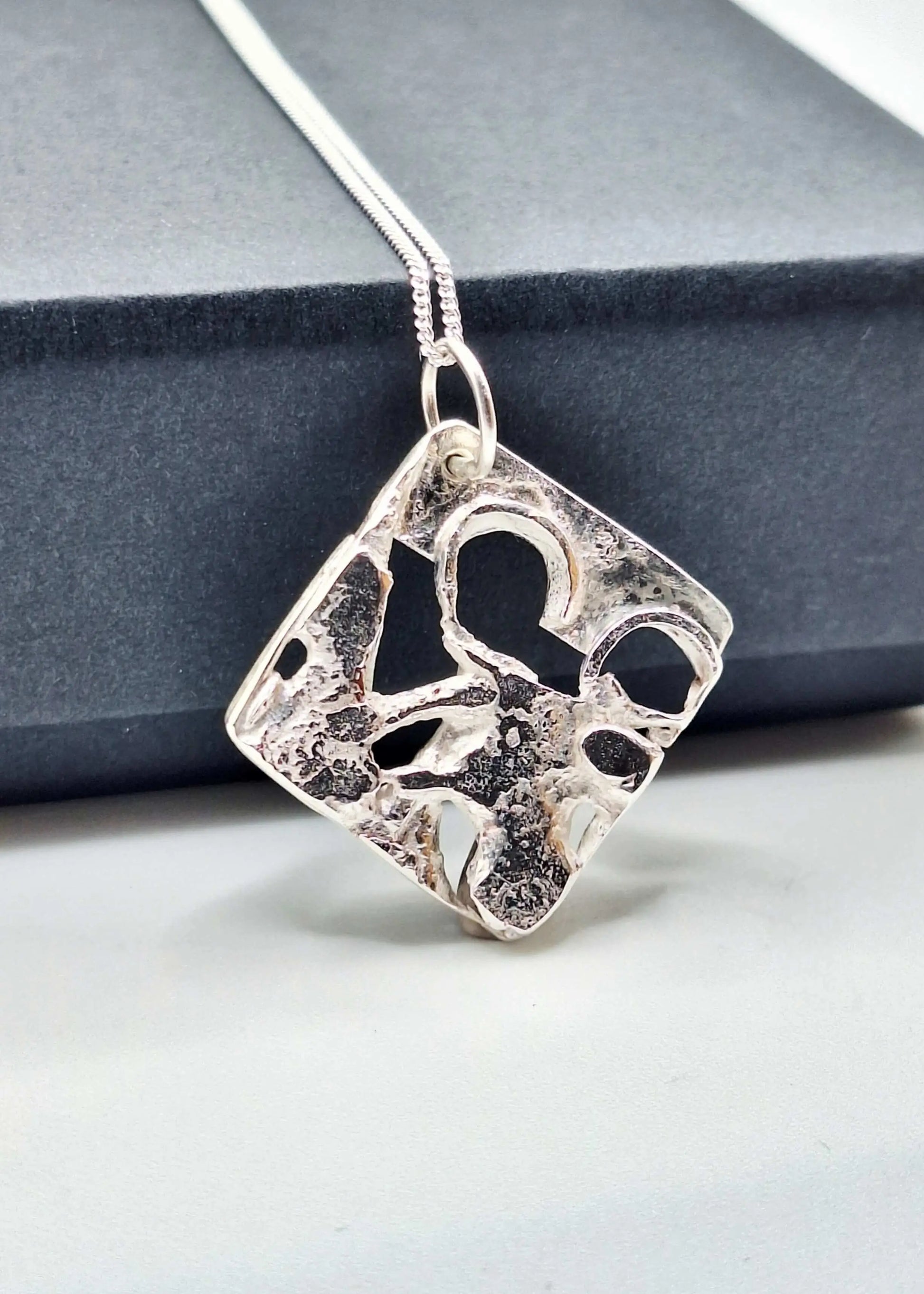 Silver Necklace Diamond ‘Silver Lava Shapes’ - Silver Pendant Necklace (various designs) homeware shops bristol gift shops bristol Sputnik Jewellery