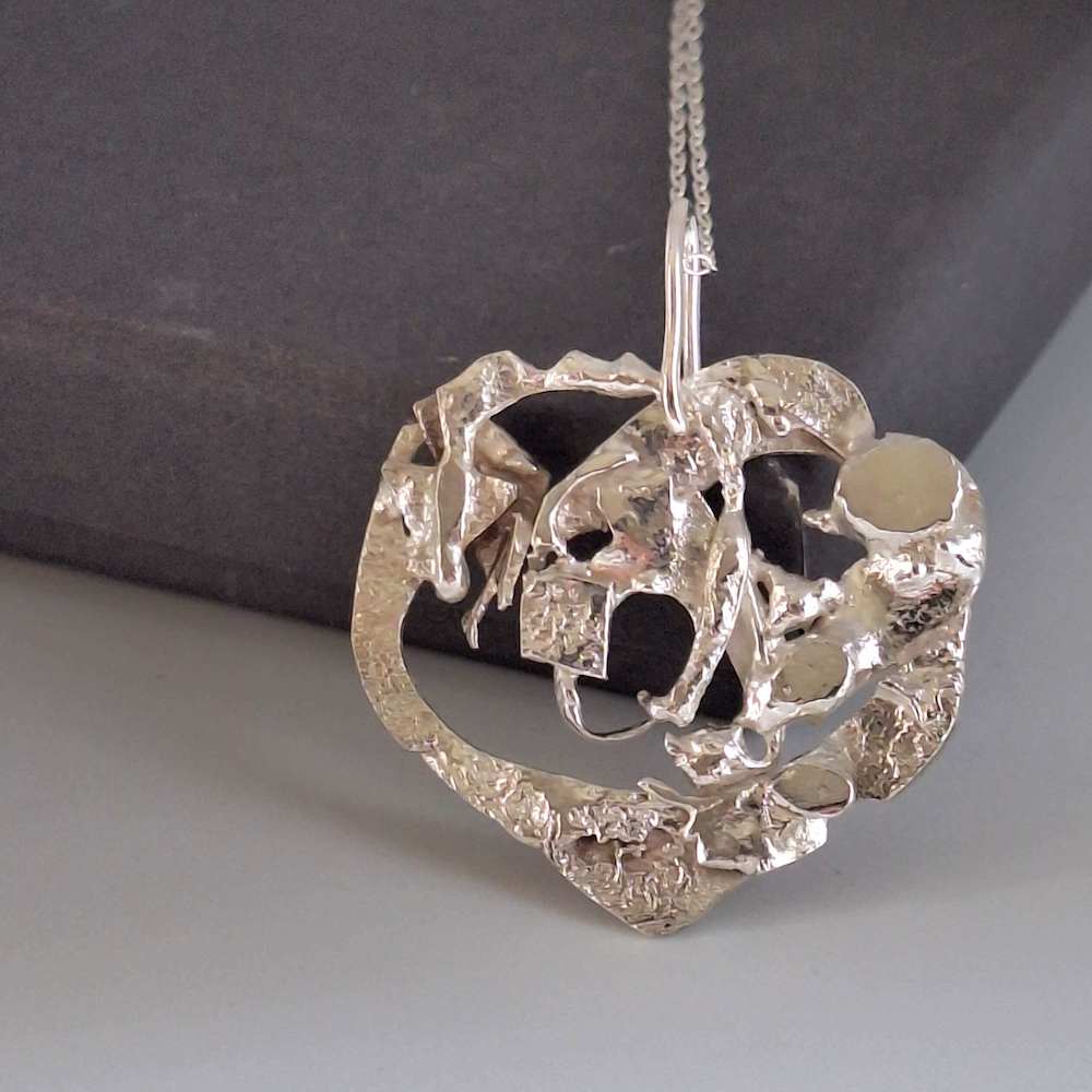 Silver Necklace Heart B ‘Silver Lava Shapes’ - Silver Pendant Necklace (various designs) homeware shops bristol gift shops bristol Sputnik Jewellery