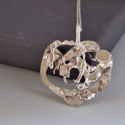 Silver Necklace Heart B ‘Silver Lava Shapes’ - Silver Pendant Necklace (various designs) homeware shops bristol gift shops bristol Sputnik Jewellery