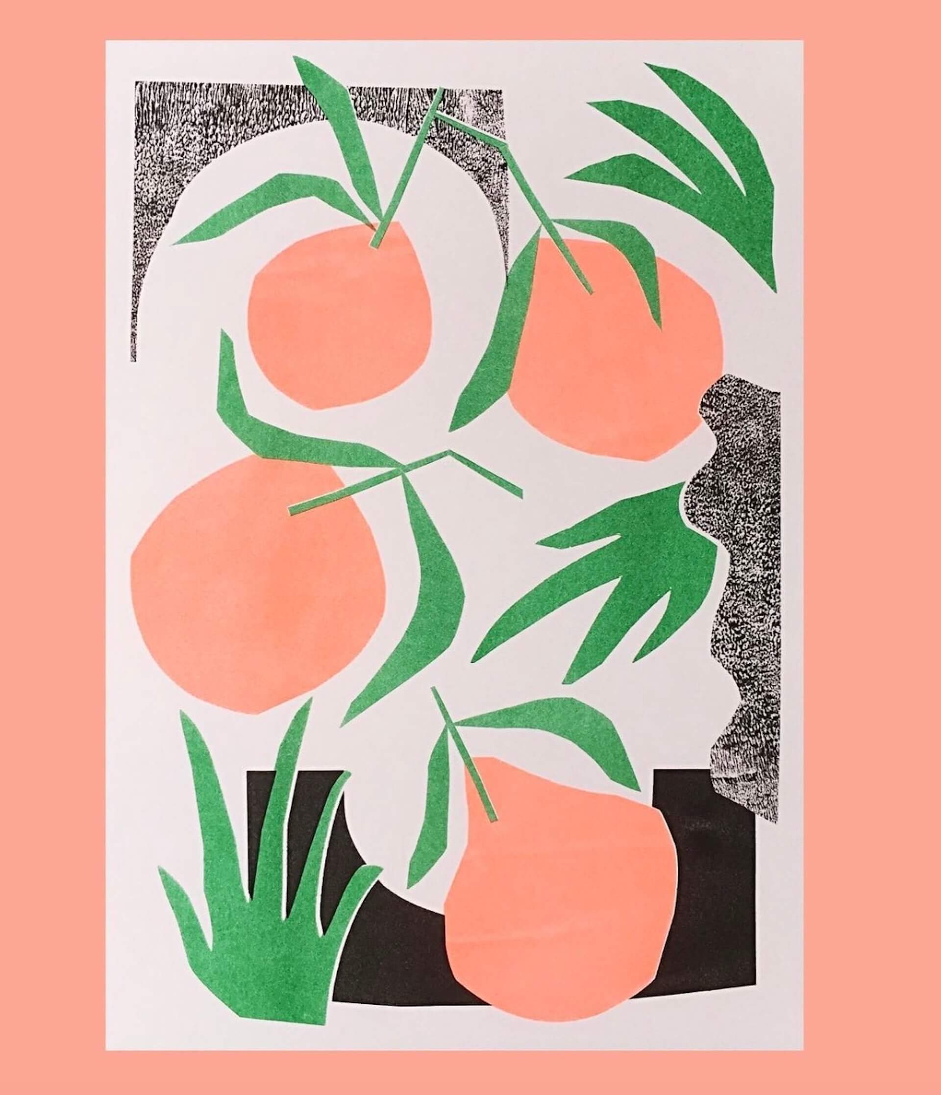 Prints Peaches Riso Print homeware shops bristol gift shops bristol Studio Fae