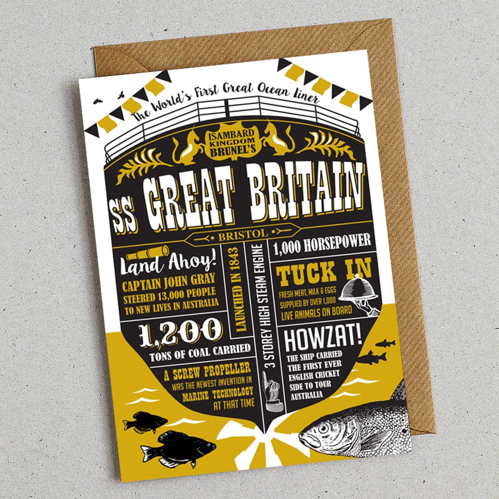 Greeting & Note Cards SS Great Britain Facts Card Susan Taylor Greetings Cards - Various homeware shops bristol gift shops bristol Susan Taylor Design