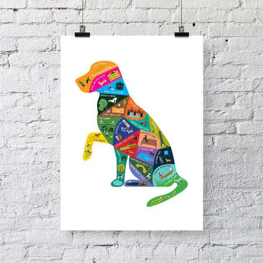 Poster A3 Bristol Dog Walks | Poster homeware shops bristol gift shops bristol Susan Taylor Design
