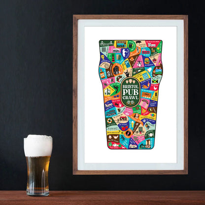 Poster A3 Bristol Pub Crawl | Poster homeware shops bristol gift shops bristol Susan Taylor Design