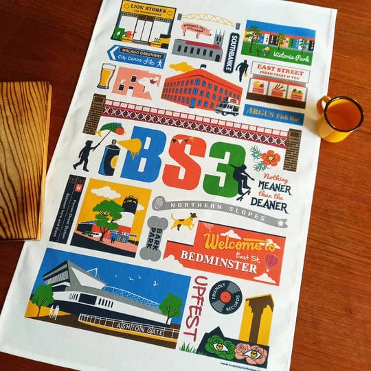 Tea Towel BS3 Tea Towel homeware shops bristol gift shops bristol Susan Taylor Design