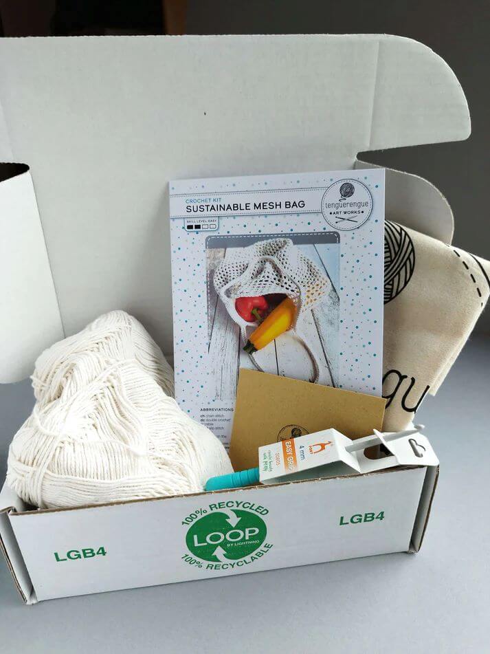 Art & Craft Kits Crochet kit: Sustainable Mesh Bag homeware shops bristol gift shops bristol Tenguerengue
