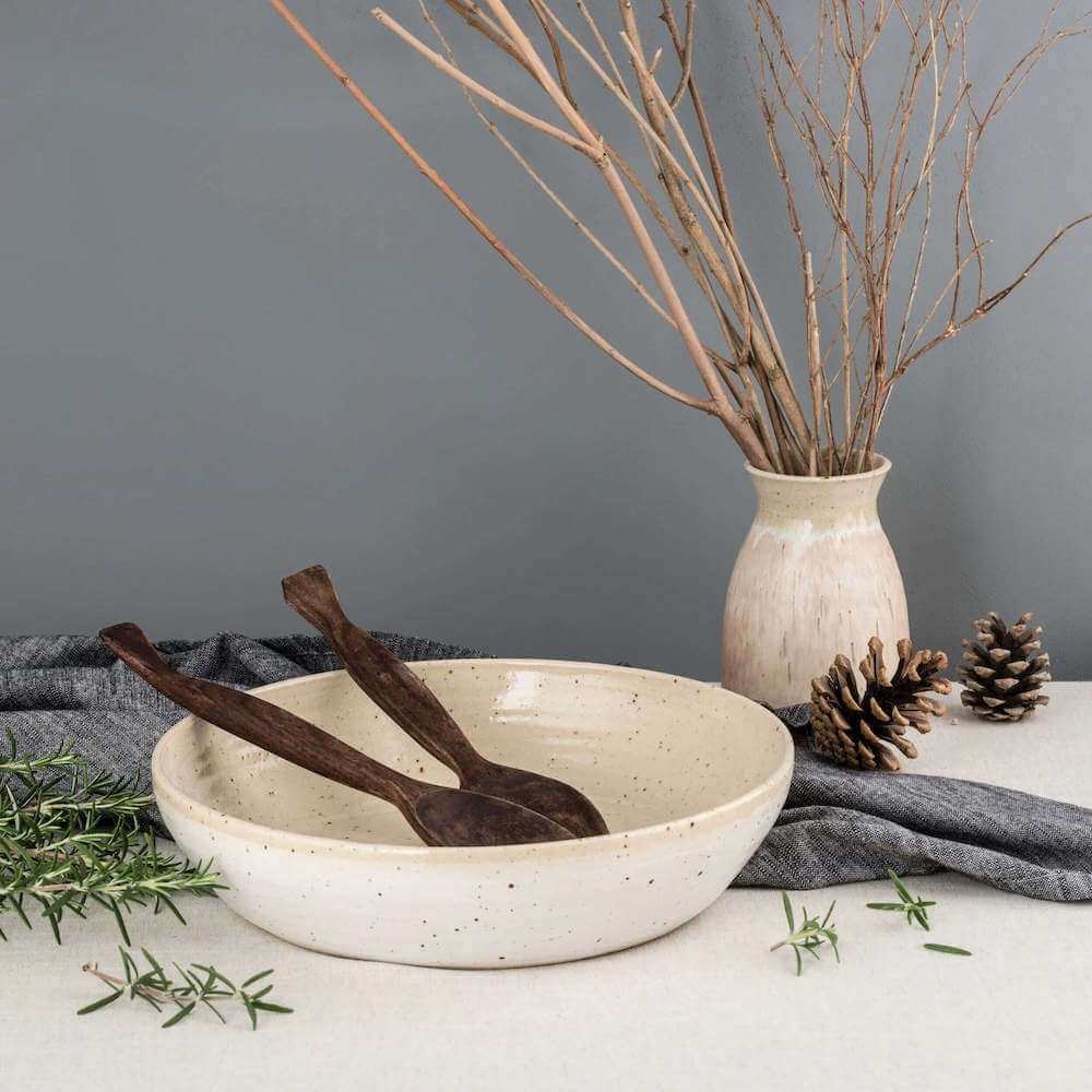 Handmade Bowls Snowdrop White Large Wide Bowl (5 colour options) homeware shops bristol gift shops bristol The Village Pottery