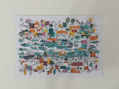 Postcard The Little Harbour Mermaid, Postcard Postcards of Bristol Scenes (various designs) homeware shops bristol gift shops bristol Victoria Wilmott