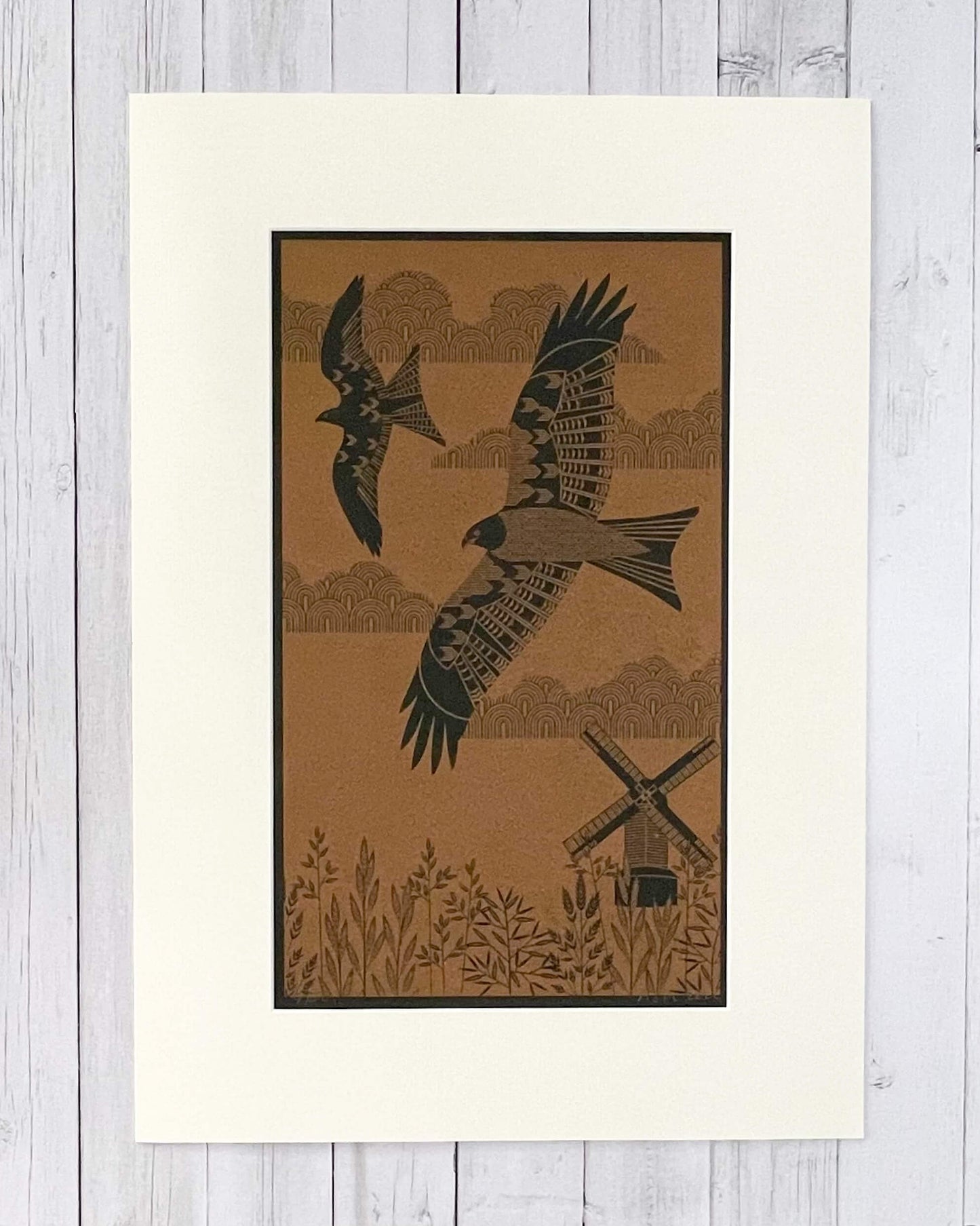 Print Red Kite Black & Bronze Print homeware shops bristol gift shops bristol Ash Leaf Printmaking