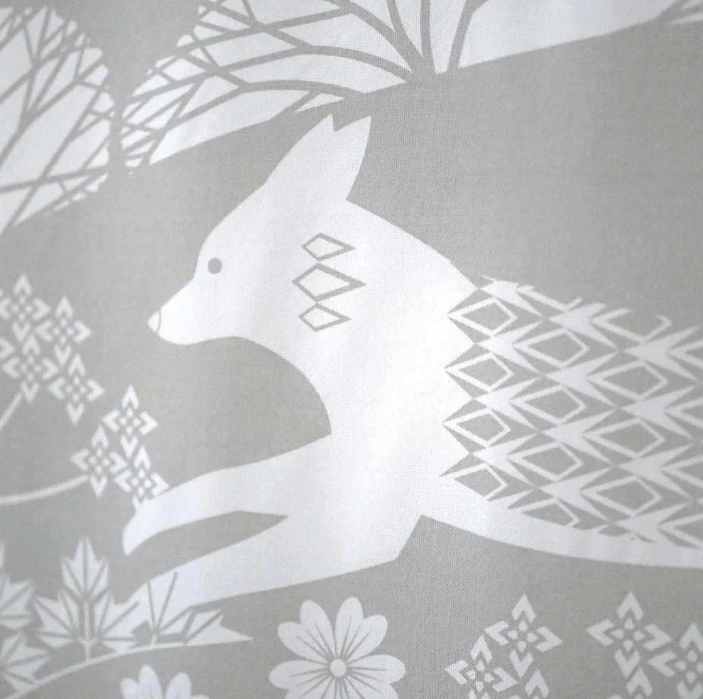 Tea Towel Grey Fox Tea Towel homeware shops bristol gift shops bristol Ash Leaf Printmaking